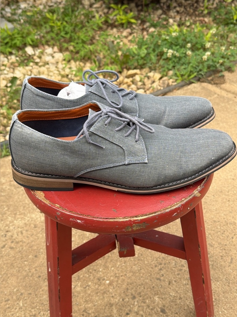 Express Men's Light Grey Fabric Derby Shoes